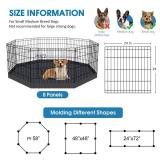 Dog Pen Pet Playpen Dog Fence Indoor Foldable Metal Wire Exercise Puppy Play Yard Pet Enclosure Indoor Outdoor 8 Panels 24 Inch with Bottom Pad/Top Cover (Black with Bottom pad) - Retail: $54