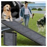 HerCcreta wigge Dog Ramp for Car 63\" Long & 17\" Wide Portable Dog Ramps for Large Dogs with Non-Slip Rug Surface Dog Car Ramp for SUV Car & Truck, Folding Dog Ramp Up to 250LBS - Retail: $90