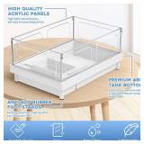 MoonOrange Small Turtle Tank Kit(Tank+Light+Filter), Acrylic Turtle Tank Starter Kit with Bask Platform, Bottom Drain, Multi-Function Area for Small Reptiles.(White) - Retail: $37