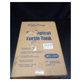 MoonOrange Small Turtle Tank Kit(Tank+Light+Filter), Acrylic Turtle Tank Starter Kit with Bask Platform, Bottom Drain, Multi-Function Area for Small Reptiles.(White) - Retail: $37