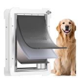 3-Flap Steel Large Dog Door for Exterior Doors with Sliding Lock Panel, Energy-Efficient Insulated Pet Door, Extreme Weather Doggy Door with Telescoping Tunnel, Never Rustï¼Pets Up to 100 Lbï¼