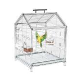 AideeGrowth 20.5 inch Small Bird Cage, Parrot Cage, Portable Bird Carrier, Travel Carrier Cage for Home, Outing, Pet Clinic, Temporary Placement, for Small Medium Birds(White) - Retail: $40