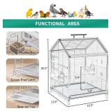 AideeGrowth 20.5 inch Small Bird Cage, Parrot Cage, Portable Bird Carrier, Travel Carrier Cage for Home, Outing, Pet Clinic, Temporary Placement, for Small Medium Birds(White) - Retail: $40