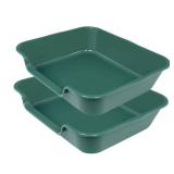 Ying Tutu 2 Pack of Extra Large Cat Litter Box (ABS Material), Low Entry Senior Litter Pen for Geriatric Kitty Big Cats, Jumbo Pet Safe Litter Boxes Tray for Indoor Pets Potty (Green, 24\" L x 20\" W)