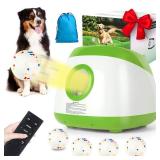 Automatic Ball Launcher for Dogs, 40-80Ft Distance Dog Ball Thrower Launcher, Rechargeable Automatic Dog Balls Launchers with 4 Balls (2.5\"), Remote Control Thrower for Medium/Large Dogs (Green) - Re
