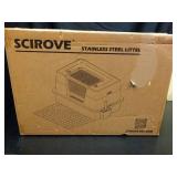 Scirove Stainless Steel Cat Litter Box Enclosed with Lidï¼Covered Metal Kitty Litter Box with Litter Mat and Odor Reduction Pack(2kg), Metal Scoopï¼Switchable Design, Easy Cleanï¼Odor-Cont