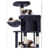Hey-brother Cat Tree Tower, Scratching Posts with Cozy Condo, Padded Bed, Hammock, Plush Perch, Sisal Post and Ball for Indoor Kittens, 44.9 Inches, Smoky Gray MPJ009SG