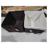 Whitmor Woven Strap Storage Tote Basket - Espresso with Cream Liner - 13  x 15  x 10 (2 pcs)