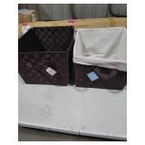 Whitmor Woven Strap Storage Tote Basket - Espresso with Cream Liner - 13  x 15  x 10 (2 pcs)