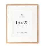 16x20 Picture Frame, Solid Oak 16x20 Picture Frame with Mat, 20x16 Natural Wood Frame for Wall Art Photo, Set of 1