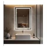 24\"x32\" LED Bathroom Mirror with Dual Backlighting,3-Color Modes, Cool & Natural Light, Anti-Fog Technology, Smart Memory Feature, Perfect for Makeup, Shaving, and Daily Grooming