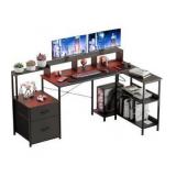 73 Inch L Shaped Gaming Desk with Drawers, Large Computer Desk with Storage and Power Outlet