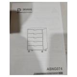 DEVAISE 5-Drawer Chest, Wood Storage file Cabinet with Wheels, White