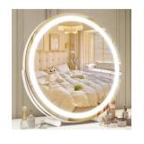 Makeup Mirror with Lights, 18 Inch Vanity Mirror with Lights, Lighted Makeup Mirror, Smart Touch Control 3 Colors Dimmable Round Lighted Vanity Mirror, Tabletop Desk Mirror, 360°Rotation