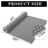 Drainage Mat 3x16 Ft 0.22" Thick PVC Commercial Floor Mat Non Slip Pool Mat S-Shaped Shower Floor Heavy Duty Roll for Wet Area Kitchen Hotels Bars Bathroom Patio Outdoor Indoor Rug (Gray, 3x16 Ft)