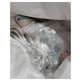 TIQLAB Gaming Desk 47 inch with Power Outlet and LED Light, Computer Desk with Reversible Shelves and Storage Drawer, Small PC Desk for Home Office Table with Bag, Carbon Fiber White