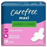 Carefree Maxi Pads for Women, Super/Long Pads with Wings, 28ct | Carefree Pads, Feminine Care, Period Pads & Postpartum Pads | 28ct (Pack of 4)