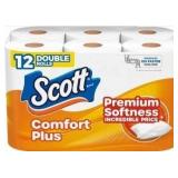 Scott ComfortPlus Toilet Paper, 12 Double Rolls, 231 Sheets per Roll, Septic-Safe, 1-Ply Toilet Tissue pack of 4