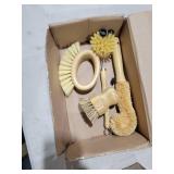 Bamboo Dish Brushes Sets 4 Tools in One Kitchen Clean Dish Scrubber for Pots Pans Bottles with Natural Bristles (Bamboo Brushes Sets) Set of 2