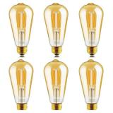 Helloify ST64 E26 LED Filament Bulb 5.5W 2700K Dimmable 6-Pack