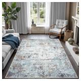 GLN Rugs Contemporary Collection - Machine Washable Modern Area Rug, Contemporary Washable, Non Slip, Abstract Rug, Living Room, Bedroom, Bathroom Rug  - Retail: $70