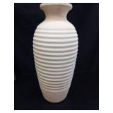 Vaseking Ceramic Natural Rustic Vase, 14.4 Inch Large Vintage Flower Threaded Decorative Farmhouse Tall Vase for Home Decor, Living Room, Shelf Decor, Wedding, Housewarming Gift, Off-White - Retail: $