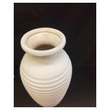 Vaseking Ceramic Natural Rustic Vase, 14.4 Inch Large Vintage Flower Threaded Decorative Farmhouse Tall Vase for Home Decor, Living Room, Shelf Decor, Wedding, Housewarming Gift, Off-White - Retail: $