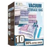 HIBAG Vacuum Storage Seal Bags, 10 Jumbo Space Saver Vacuum Sealer Bags for Clothes, Comforters, Blankets, Bedding (10J) - Retail: $16