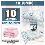 HIBAG Vacuum Storage Seal Bags, 10 Jumbo Space Saver Vacuum Sealer Bags for Clothes, Comforters, Blankets, Bedding (10J) - Retail: $16