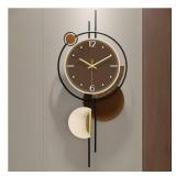 FIXNEO Modern Wall Clocks Battery Operated Chinese Style Large Unique Wall Clock Battery Operated for Living Room &Bedroom Brown Orchids 27\"*12\" - Retail: $80