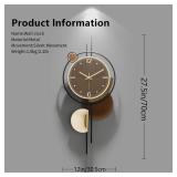 FIXNEO Modern Wall Clocks Battery Operated Chinese Style Large Unique Wall Clock Battery Operated for Living Room &Bedroom Brown Orchids 27\"*12\" - Retail: $80