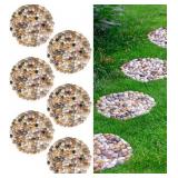 River Rocks Stepping Stones Pavers Outdoor for Garden Walkway, Pebbles Polished Gravel for Yard Lawn Patio Pathway Landscaping, 6PACK (Roundness) - Retail: $60