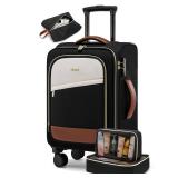 LOVEVOOK 4 Pcs Carry On Luggage 22x14x9 Airline Approved, 20 Inch Carry On Suitcases with Wheels, Softside Rolling Suitcase for Women Men, with TSA Lock Weekender Travel Luggage - Retail: $80