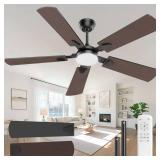 Crazypai Ceiling Fans with Lights, 52 Inch Modern Ceiling Fans with Lights and Remote Control, DC Reversible Motor, Noiseless, 3CCT, Ceiling Fan for Bedroom, Living Room, Apartment Indoor/Outdoor Use 