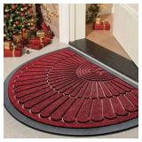 tchdio Door Mat Outdoor Indoor Entrance Doormat-Semicircular Durable Rubber Non Slip Front Door Mat for Outside Inside Entry Entryway Dirt Trapper WelcomeMat for Muddy Paws and Shoes-Red 17âx30â