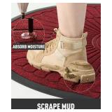 tchdio Door Mat Outdoor Indoor Entrance Doormat-Semicircular Durable Rubber Non Slip Front Door Mat for Outside Inside Entry Entryway Dirt Trapper WelcomeMat for Muddy Paws and Shoes-Red 17âx30â