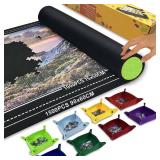 GOECI Puzzle Mat, Puzzle Matt Rollup - 1500 1000 500 Pieces Puzzles Saver Keeper with 8pcs Jigsaw Tray Black Roll-Up Jigsaw Mats Felt Board Frame Table Storage Accessories for Adults - Retail: $24