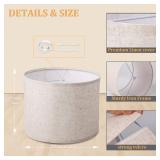 SET OF 2 Lamp Shade for Table Lamps, Floor Lamps, 10\" Top X 14\" Bottom X 10\" High Large Lamp Shade, Beige Fabric - Retail: $30