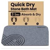 SoliCozy Stone Bath Mat - Diatomaceous Earth Quick Dry Bath Mat, Super Absorbent Non-Slip Shower Mat for Bathroom, Kitchen, Pool - Natural Diatomite Bathtub Mat (Grey, 16x24in) - Retail: $30