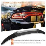 Bonbo Venom V2 Rear Wickerbill Spoiler for Dodge Charger 2015-2024 SRT ScatPack Hellcat, Add-on Type 2-Piece Rear Wicker Bill Spoiler with RivNut Tool (Gloss Black) - Retail: $79