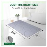 ZEN-ECO 4Pcs Stone Bath Mat - No Smell Quick Dry Diatomaceous Earth Bath Mat - Super Absorbent Diatomite Stone BathMat Non-Slip, Easy to Clean 1xStone &1xFoldable Mat, 2xStone Dishes 23.5Ã15.5\" - 