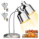 PYY Food Heat Lamp - Commercial Food Warmer, 2-Head Food Warming Light, 500W Portable Electric Heating Lamp, Stainless Steel Catering Food Warming Lamp for Restaurant Kitchen Cafeteria - Retail: $144