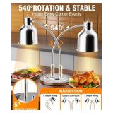 PYY Food Heat Lamp - Commercial Food Warmer, 2-Head Food Warming Light, 500W Portable Electric Heating Lamp, Stainless Steel Catering Food Warming Lamp for Restaurant Kitchen Cafeteria - Retail: $144