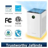 JafÃ¤nda Air Purifiers for Home Large Room Up To 1190ftÂ², True HEPA 13 Filter, Activated Carbon Remove 99.97% Dust Smoke Odor Pollen Pets Hair Dander Allergies, Quiet Sleep Mode 23dB, Night Light