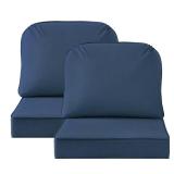 Supdurplus Outdoor Sunbrella Cushions for Patio Furniture Set of 2, 24\"x24\" Water Repellent Chair Cushions Removable Seat Bottom & Back Cushion Covers for Chair, Sofa, Couch, Specrtum Indigo - Retai