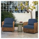 Supdurplus Outdoor Sunbrella Cushions for Patio Furniture Set of 2, 24\"x24\" Water Repellent Chair Cushions Removable Seat Bottom & Back Cushion Covers for Chair, Sofa, Couch, Specrtum Indigo - Retai