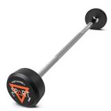 Rubber Coated Fixed Barbell, Pre-Loaded Weights Straight Solid Steel Barbells, Weighted Bar for Weightlifting Exercise, Bodybuilding, Strength Training, Squat Rack & Bench Press, 40lb - Retail: $116