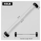 Rubber Coated Fixed Barbell, Pre-Loaded Weights Straight Solid Steel Barbells, Weighted Bar for Weightlifting Exercise, Bodybuilding, Strength Training, Squat Rack & Bench Press, 40lb - Retail: $116