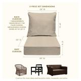 Honeycomb Outdoor Heritage Deep Seat, 24 x 23, Textured Solid Almond Chair Cushion for Patio Furniture - Retail: $90