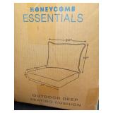 Honeycomb Outdoor Heritage Deep Seat, 24 x 23, Textured Solid Almond Chair Cushion for Patio Furniture - Retail: $90